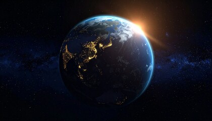Fototapeta premium Earth shining quietly in deep space