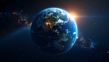 Naklejka premium Earth shining quietly in deep space