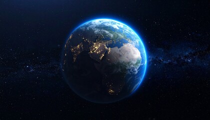 Obraz premium Earth shining quietly in deep space