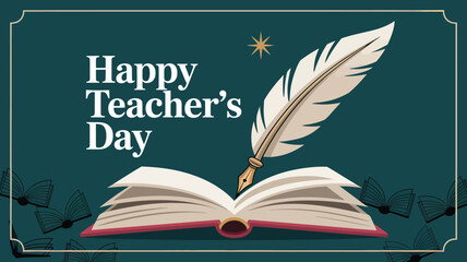 Happy Teacher’s Day Honduras Illustration with Book and Ink Pen