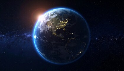 Fototapeta premium Earth shining quietly in deep space