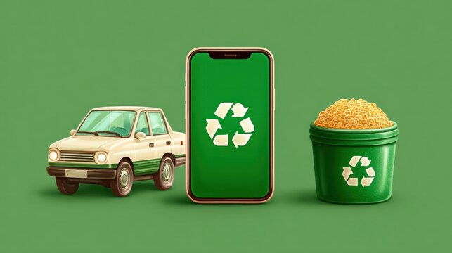 Recycling initiative eco-friendly transportation urban center digital awareness campaign sustainable lifestyle community engagement