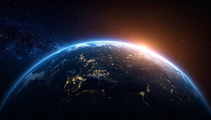 Fototapeta premium Earth shining quietly in deep space