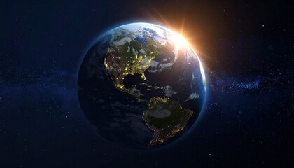 Fototapeta premium Earth shining quietly in deep space