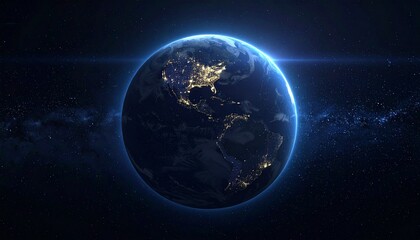 Obraz premium Earth shining quietly in deep space