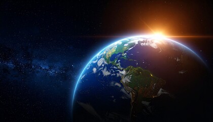 Obraz premium Earth shining quietly in deep space