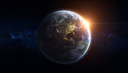 Obraz premium Earth shining quietly in deep space