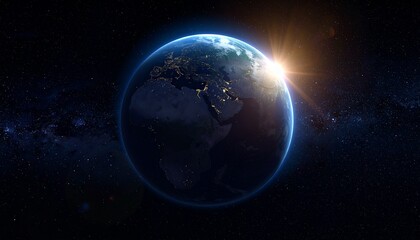 Obraz premium Earth shining quietly in deep space