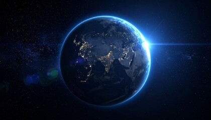 Obraz premium Earth shining quietly in deep space