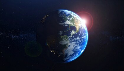 Obraz premium Earth shining quietly in deep space
