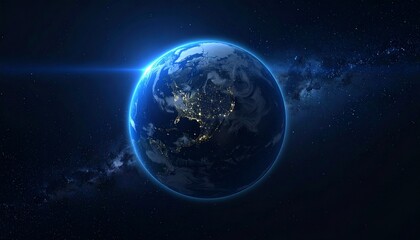 Earth shining quietly in deep space