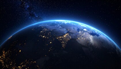 Earth shining quietly in deep space