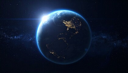 Obraz premium Earth shining quietly in deep space