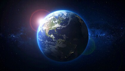 Obraz premium Earth shining quietly in deep space