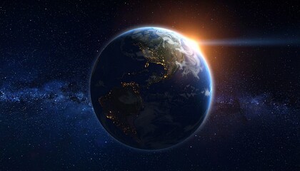 Obraz premium Earth shining quietly in deep space