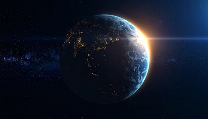 Obraz premium Earth shining quietly in deep space