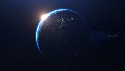 Obraz premium Earth shining quietly in deep space