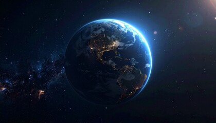 Obraz premium Earth shining quietly in deep space