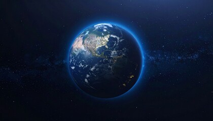 Obraz premium Earth shining quietly in deep space