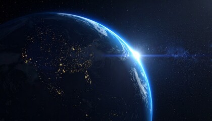 Obraz premium Earth shining quietly in deep space