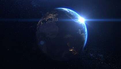 Obraz premium Earth shining quietly in deep space
