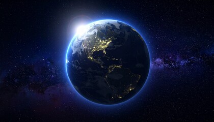 Obraz premium Earth shining quietly in deep space