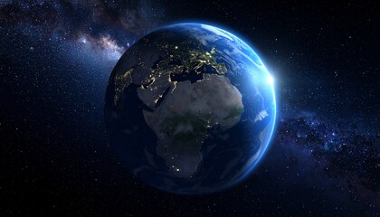 Obraz premium Earth shining quietly in deep space