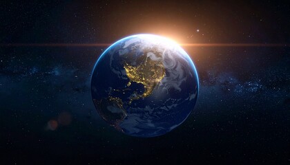 Earth shining quietly in deep space