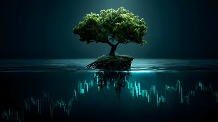 Wanddecoratie Huisarts Symbolischer Baum mit Finanzcharts   © Jibber 