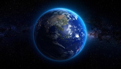 Obraz premium Earth shining quietly in deep space