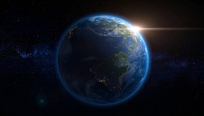 Obraz premium Earth shining quietly in deep space