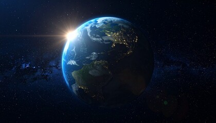 Obraz premium Earth shining quietly in deep space