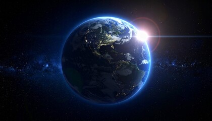 Obraz premium Earth shining quietly in deep space