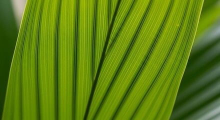 Abstract close-up of multiple green leaves with striking parallel vein patterns, highlighting nature's intricate design.