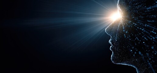 Human Mind Illuminated by Light, Abstract Illustration.