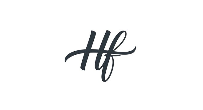 A sophisticated, hand-drawn design featuring the intertwined letters H and F in a bold, script typeface.