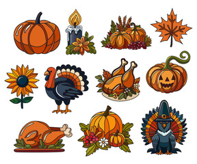 thanksgiving design elements set