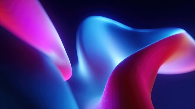 abstract AI-generated 3D shapes, glowing neon colors, futuristic art concept - Powered by Adobe