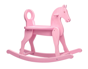 
Ultra-detailed 8K PNG of a charming pink wooden rocking horse designed for toddlers,  770983