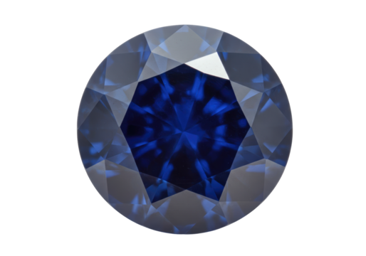 Isolated Blue Gemstone with Intricate Facets, Close-Up View; a Precious Jewelry Element