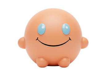 Isolated smiling toy figure, ball shape with eyes and a wide grin, kids concept, studio shot