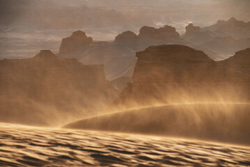 The Majestic Desert Landscape is adorned with beautiful Golden Sand Dunes