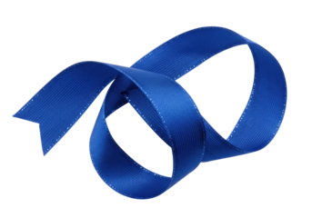 Isolated Looped blue ribbon for gift wrapping and crafting projects; celebratory themes