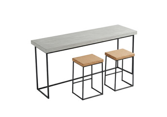 Isolated Table and Stool Set Furniture, Interior Home Design, Decor, Minimalist, Modern