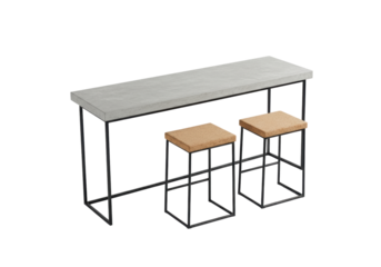 Isolated Table and Stool Set Furniture, Interior Home Design, Decor, Minimalist, Modern