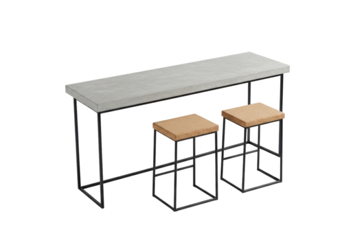 Isolated Table and Stool Set Furniture, Interior Home Design, Decor, Minimalist, Modern