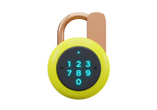 Isolated padlock with a keypad lock offering protection and security with keyless entry - Powered by Adobe