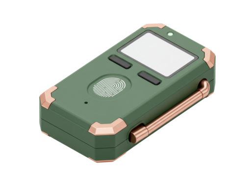 Isolated handheld device for authentication with blank screen and fingerprint scan pad