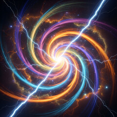 Obraz premium Vibrant Energy Vortex - A Swirling Symphony of Light and Lightning.