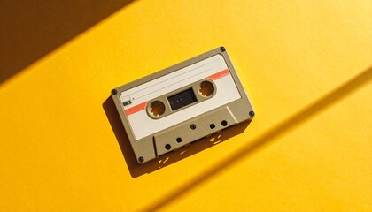 Fototapeta premium Retro cassette sensibility staying above the sunburst 